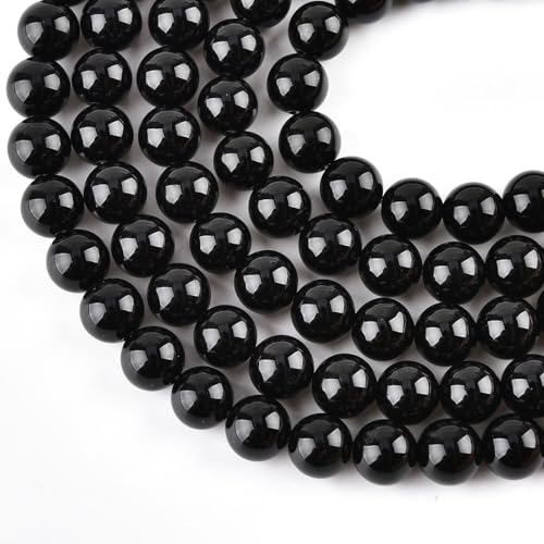 10mm Natural Black Onyx Beads Round Agate Gemstone Loose Beads for Jewelry Making (36-38pcs/strand) A - color: Black Onyx, size: 10mm