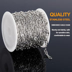 KYUNHOO 16.4 Feet Silver Stainless Steel Chains Bulk Embossed Lip Chain Roll Soldered Cross Link Chains Cable Chain with Jewelry Clasps for Handcraft Making - color: Cross Oval Silver