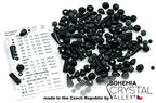 2.1oz (60g) of Glass Bead Mix with Drops, Table-Cut and fire Polish Czech Beads, Glossy & Matte Black - color: Black