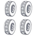 925 Sterling Silver Spacer Charm Bead with Clear CZ for Pandora Charms Bracelets - color: 4pcs Clear