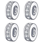 925 Sterling Silver Spacer Charm Bead with Clear CZ for Pandora Charms Bracelets - color: 4pcs Clear