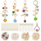 HOMAR 223Pcs DIY Keychain Making Bag Charm Jewelry Chain Making 86 Flower Charms 10 Keychain Clips with Key Ring 15 Extender Chains 100 Jump Ring for DIY Craft Gifts - color: Flower-223PCS