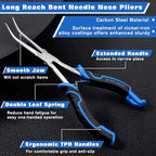 SPEEDWOX Long Reach Bent Needle Nose Pliers With Smooth Jaw Angled Needle Nose Pliers For Jewelry Making Fish Bone Pliers Tweezers Bent Chain Nose Pliers For Wire Bending And Small Object Gripping - style: bendt needle nose pliers smooth jaw