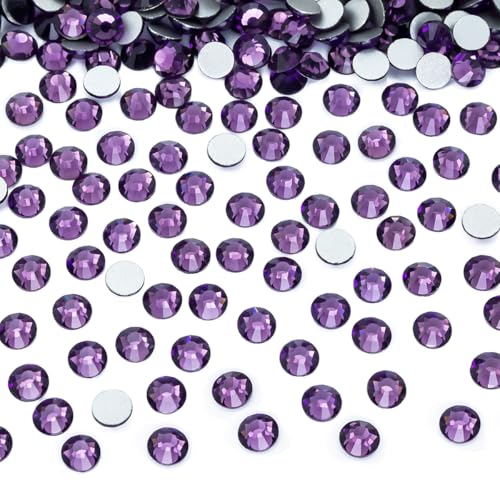 1440pcs SS16 4.0mm Tanzanite Purple Flatback Rhinestones bulk K9 Glass Purple Gems Round Beads Stones Diamonds Nail Charms Jewels Nail Art Supplies Decor for Nails Eyes Face Makeup Crafts DIY Tumblers - color: Tanzanite Purple, size: Ss16