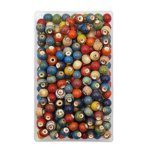INSPIRELLE 180 Pieces Porcelain Beads Chinese Round Ceramic Beads 8mm for Handmade Jewelry Making Bracelets Necklace Making, Leopard - color: Leopard