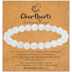 MAIBAOTA Healing Crystal Bracelet for Women Men, 8/4 mm Natural Stone Beaded Bracelets, Jewelry Birthday Gifts, Round Gemstones Stretch Bracelets - color: White-Clear Quartz, size: 8 Mm