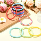 Ornaland 12 Pcs Hei Shi Surfer Bracelets Friendship Bracelets Clay Bead Bracelets Polymer Stretch Bracelet Stackable Bracelet Set Women Summer inner diameter of the bracelet is about 6.5~7cm