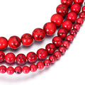 Turquoises Gem Natural Stone Round Red Howlite Loose Beads, Choker Necklace Bracelet Charms Jewelry Making Findings Accessories Pick Size 4 6 8 10 12mm 1 Strand 15.5 inches (6mm, red Style 1) - color: red style 1, size: 6mm