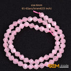 GEM-Inside Natural 6mm Pink Rose Quartz Gemstone Loose Beads Faceted Cambay Crystal Energy Stone Power for Jewelry Making 15" - color: Pink Rose Quartz, size: 6mm