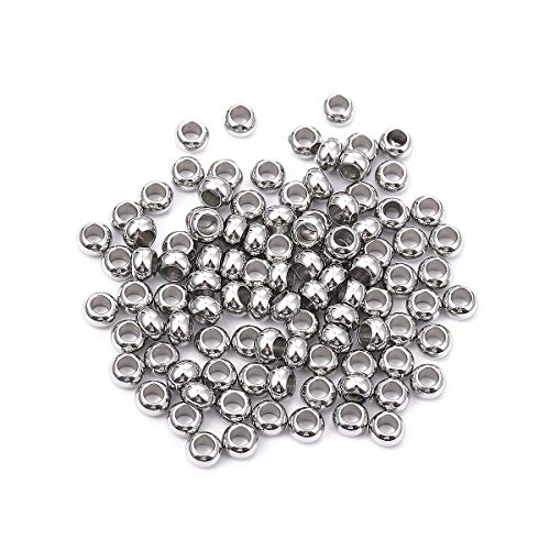 BEADIA Stainless Steel Spacer Beads 5x3mm Rondelle Loose Charm Caps Beads for DIY Jewelry Making 100pcs with 2.5mm Hole - color: 5x3mm 2.5mm