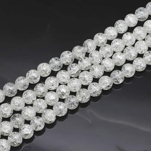 265pcs Crackle Crystal Glass Beads, 6mm White Round Spacer Glass Beads for Jewelry Making, Crafts Crystal Beads Bulk Loose Beads for DIY Craft Earring Necklace Bracelet Jewelry - color: White, size: 6mm