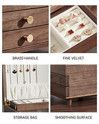 Wooden Jewelry Box, 3 Layer Large Jewelry Organizer for Women, Jewelry Storage, for Necklaces Rings Earring Watches Bracelets, Black Walnut Wood, Mothers Day Gifts for Mom