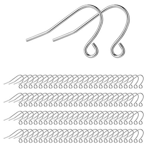 200 Pack Silver Earring Hooks Ear Wires for DIY Jewelry Findings Supplies Fishhook Connector Charm Hooks - color: White Gold