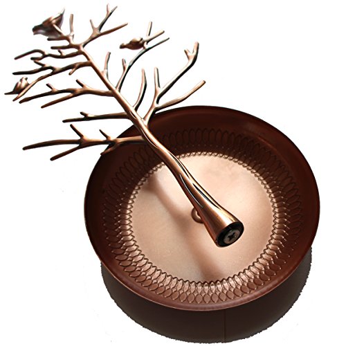 INVIKTUS Silver Birds Tree Jewelry Stand Display Earring Necklace Holder Organizer Rack Tower - color: antique bronze