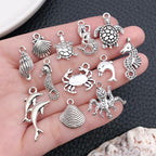 WOCRAFT 60pcs Antique Silver Ocean Charms Bracelet Charms for Jewelry Making Sets DIY Necklace Bracelet Keychain Crafting Charms Kit Craft Supplies (SN881) - color: Antique Silver, size: Ocean Charms