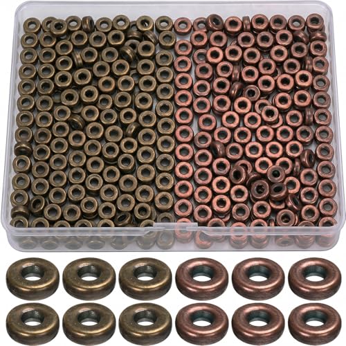 Batiyeer 800 Pcs 6mm Flat Spacer Beads for Jewelry Making, Rondelle Disc Beads Bulk, Gold & Mixed Color Bead Spacers for Bracelets Necklaces DIY Crafts (Old Red Bronze,Copper) - color: Old red bronze,Copper