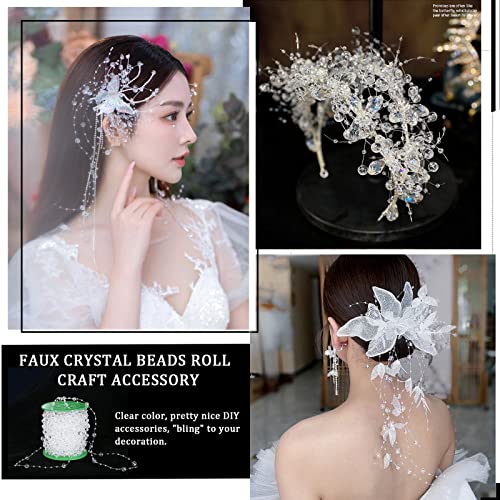 FQTANJU 200 Ft Acrylic Crystal Clear Beads String Roll, 8mm and 3mm Mixed, Party Garland Wedding Centerpieces Bridal Bouquet Crafts Decoration 60M - color: Crystal Clear