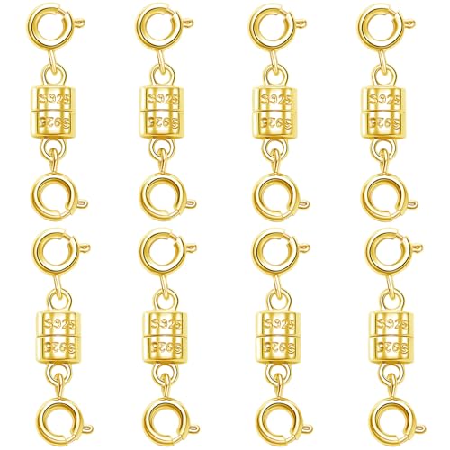 S925 Sterling Silver Magnetic Necklace Clasps and Closures,Magnetic Necklace Clasp for Jewelry Making Supplies (8golden) - color: 8golden