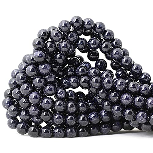 45PCS 8mm Natural Blue Sandstone Gemstone Round Loose Beads Stone Beads for Jewelry Making DIY Findings 1 Strand 15" - color: Blue Sand Stone, size: 8mm