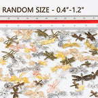 stino 100g Metal Pendant Charms for Jewelry Making, Bulk Silver & Gold Plated Charms for Braclet Necklace Crafts, Animal Plant Flower Pet and so on - color: Dragonfly Silver & Gold