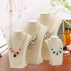 Beige Linen Necklace Display Bust - 15.7" Jewelry Holder for Necklaces, Bracelets, Figure Display Stand (40x23cm) - size: 40X23cm