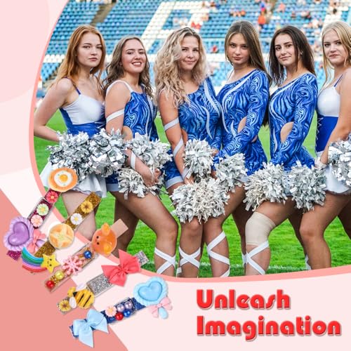 JOICEE 80PCS Cheer Pins Spirit Clips,Include 80 Natural Wooden Clothes Pins 126 Resin Animals Bows Daisy and Stickers Pen 300 Beads Pearls for Cheerleading Backpacks Ribbon Team Cheer Gifts - color: Yellow