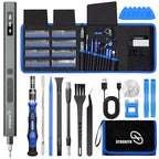 STREBITO 144-Piece Upgraded Electric Screwdriver, Max 0.7 N.m, 120 Magnetic Bits, 5-gear Torque Adjustment, Precision Screwdriver Set, Repair Tool Kit for Tech, Electronics and PC - color: Upgraded-blue