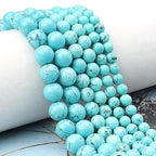 60pcs 6mm Natural Blue Turquoise Gemstone Beads Energy Healing Crystal Round Loose Stone Beads for Jewelry Making, DIY Bracelets Necklaces - color: Blue Turquoise, size: 6mm