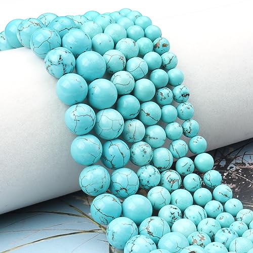 45pcs 8mm Natural Blue Turquoise Gemstone Beads Energy Healing Crystal Round Loose Stone Beads for Jewelry Making, DIY Bracelets Necklaces - color: Blue Turquoise, size: 8mm