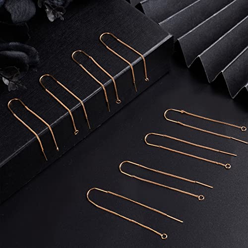 Beebeecraft 10Pcs/Box Ear Threads 103mm 18K Gold Plated Long String Earring Threader Pull Through Threaded Long Chain with Loop for DIY Earring Making - color: Golden, size: 103mm