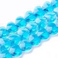 Cheriswelry 100pcs Sky Blue Heart Beads 14mm Transparent Glass Crystal Faceted Shape Mini Loose Spacer for DIY Craft Earring Bracelet Necklace Jewelry Making - color: Deep Sky Blue
