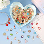 SANNIX 400Pcs Charms for Jewelry Making, Gold Enamel Charms Jewelry Bangle Charm Pendants Bracelet Necklace Earrings Making and Crafting - color: KC Gold+Multicolor