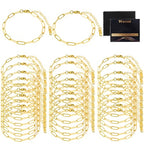 Wurosi 30PCS Paperclip Charm Bracelets Chain for Jewelry Making,6.3Inch 18K Gold Plated Bracelet Chain DIY Charm Bracelet Kit with Lobster Clasps(Gold) - color: Bracelets 30pcs Gold