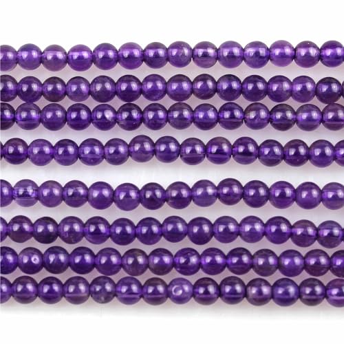 MJDCB 225pcs Natural Small Stone Beads 3mm Amethyst Round Smooth Loose Gemstone Bead for Jewelry Making Bracelets Earrings Necklaces Accessories - color: Amethyst