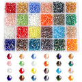 Rubdub 2880pcs 4mm Crystal Bicone Bracelet Beads Bulk Faceted Glass Beads for Necklace Earring Keychain Dolls Jewelry Making (24 Rainbow AB Colors) - size: 4mm