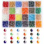 Rubdub 2880pcs 4mm Crystal Bicone Bracelet Beads Bulk Faceted Glass Beads for Necklace Earring Keychain Dolls Jewelry Making (24 Rainbow AB Colors) - size: 4mm