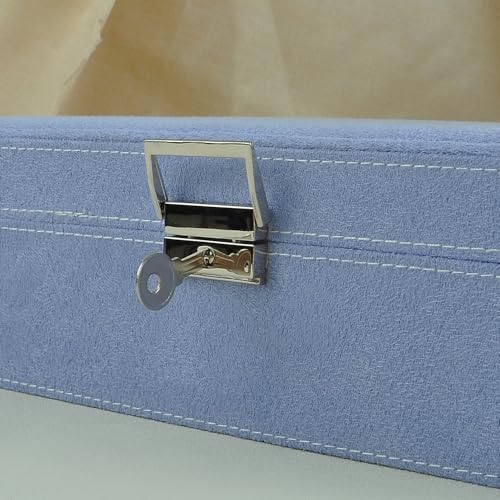 Jewelry Boxes 10 x 10 Inches 2-layer Handle Necklace Holder Organizer Jewellery Women Rings Storage Display Girls Earrings Case Lockable Jewelry Tray GY641 (Lavender) - color: Lavender