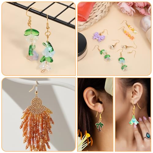 400 Pcs Stainless Steel Earring Hooks Fish Hook Earrings for Jewelry Making Gold French Wire Hooks Coil and Ball Style Earwires Ear Wires for Women DIY Dangle Earrings Crafts Supplies - color: Gold