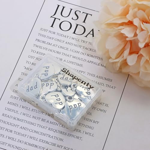 Shapenty Antique Silver Love Heart Shaped Family Members Pendant Charms for DIY Craft Keychains Bracelet Necklace Earrings Jewelry Making Findings and Memory Ornament - style: Dad