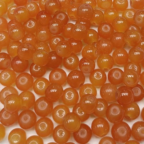 200PCS Glass Beads 8mm Glass Beads for Bracelets Necklaces Jewelry Making DIY Crafts (Orange) - color: 4Orange