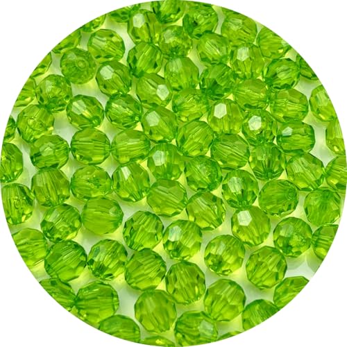 1000pcs 6mm Acrylic Round Faceted Beads for Crafts Faceted Spacer Beads for Sewing Crafts Decoration Necklaces Bracelets Earrings Jewelry Making(Light Green) - color: Light Green, size: 6mm