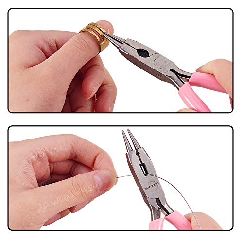 SUNNYCLUE 4.5 Inch Round Nose Pliers Wire Cutter 4-in-1 Mini Precision Pliers Wire Bending Side Cutter Tools for DIY Jewelry Making Pink - color: Pink 4.5 Inch With Cutter