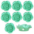 100pcs 15 mm Lovely Rose Flower Beads Green ABS Plastic Roseflower Shape Spacer Beads Floral Flatback Charms Embellishments for DIY Necklace Earrings Jewelry Making Craft Supplies - color: Green