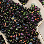 800pcs Number Beads Colorful Black Round Number Letter Beads 0-9 Mixed 4x7mm Plastic Shape Loose Beads for Jewelry Making Bracelets.