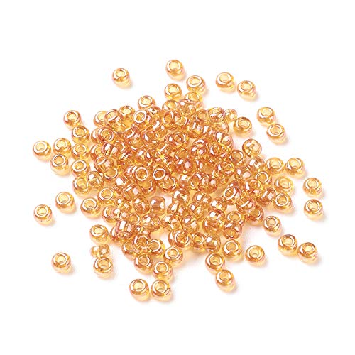 Craftdady 12/0 Glass Seed Beads 2x1.5mm Transparent Lustered Round Loose Pony Beads Goldenrod About 3000Pcs for Jewelry Making Hole: 0.3mm - color: Goldenrod, 2x1.5mm