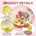 uxcell 50 Pcs Rose Beads, 0.55" Glass Flower Rose Charm Carved Loose Spacer Crystal Craft Beads for DIY Jewelry Making Bracelet Beading Projects Supplies, Yellow - color: Yellow