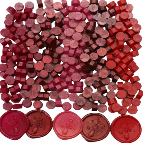 250Pcs Red Mix Sealing Wax Beads for Wax Seal Stamp, WaxSeal Beads Set with 50 Each of 5 Colors Perfect for Gift Sealing (250, Red Mix) - color: Red Mix