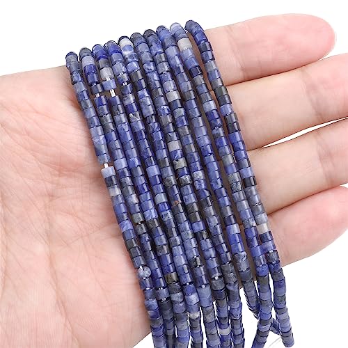 BEADIA Natural Blue Sodalite Spacer Beads Caps Flat Round Loose Beads for Beading Jewelry Making 3mmx2mm 38cm - color: Blue Sodalite, size: Flat Round 3mm x 2mm