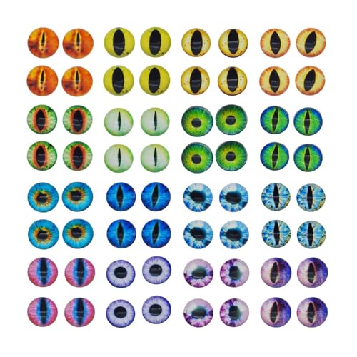Julie Wang 6MM 100PCS Mixed Dragon Eyes Flatback Glass Cabochon Dome for Artworks Making Craft Jewelry DIY Findings about 0.24inches - size: 6MM-100PCS