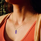 SmileBelle Crystal Necklace, Jade Necklace for Women as Anniversary Birthday Mothers Day Gifts for Women 14k Gold Black Tourmaline as Birthstone Jewelry for Girls Dainty Crystal Jewelry - color: Purple Amethyst